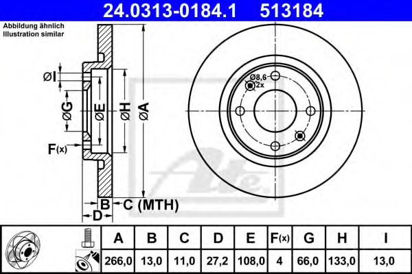 24.0313-0184.1 ATE Тормозная система Тормозной диск