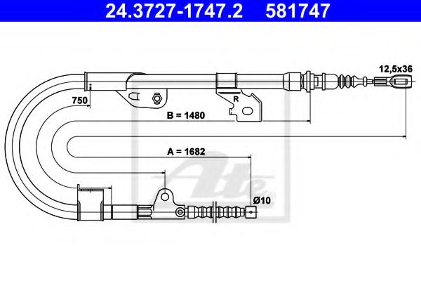 24.3727-1747.2 ATE Brake System Cable, parking brake