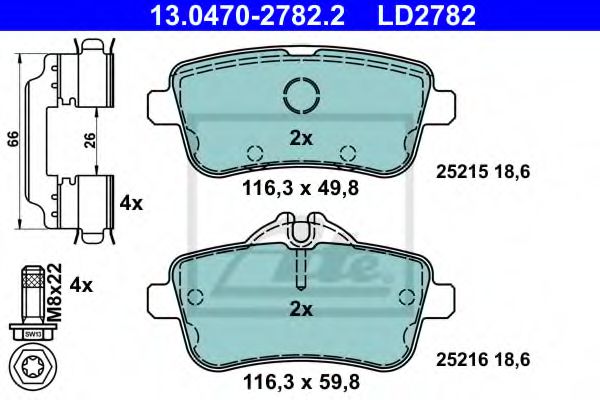 13.0470-2782.2 ATE Brake Pad Set, disc brake