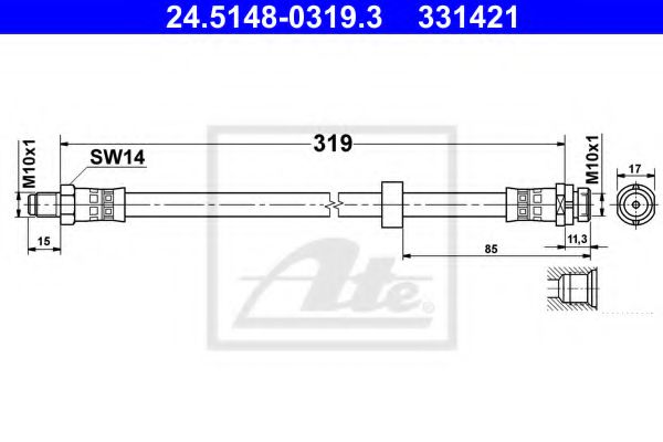 24.5148-0319.3 ATE Brake System Brake Hose