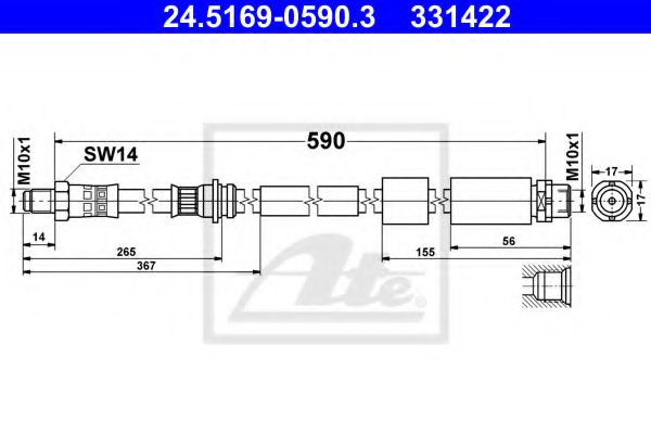 24.5169-0590.3 ATE Brake System Brake Hose