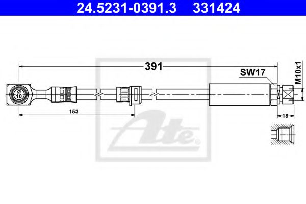 24.5231-0391.3 ATE Brake System Brake Hose