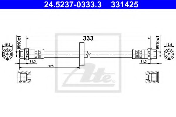 24.5237-0333.3 ATE Brake System Brake Hose