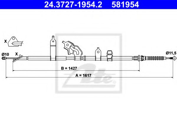 24.3727-1954.2 ATE Cable, parking brake