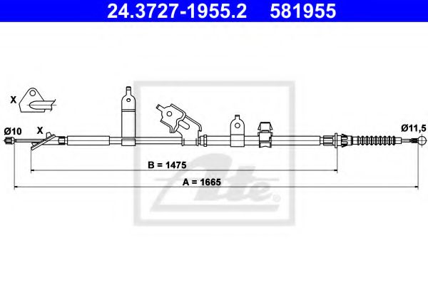 24.3727-1955.2 ATE Тормозная система Трос, стояночная тормозная система