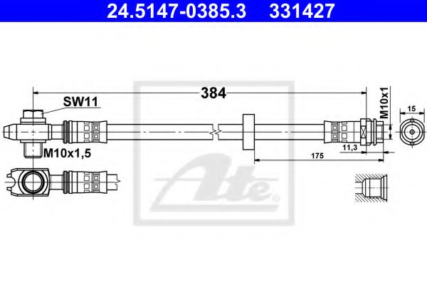 24.5147-0385.3 ATE Brake System Brake Hose