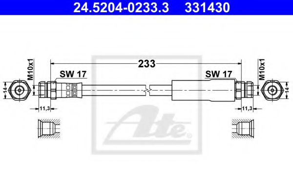 24.5204-0233.3 ATE Brake System Brake Hose