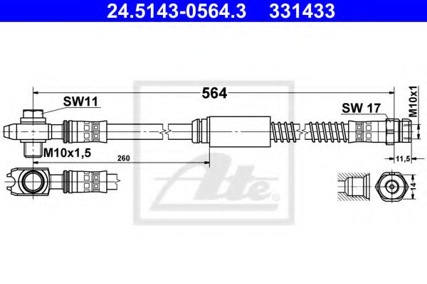 24.5143-0564.3 ATE Brake System Brake Hose