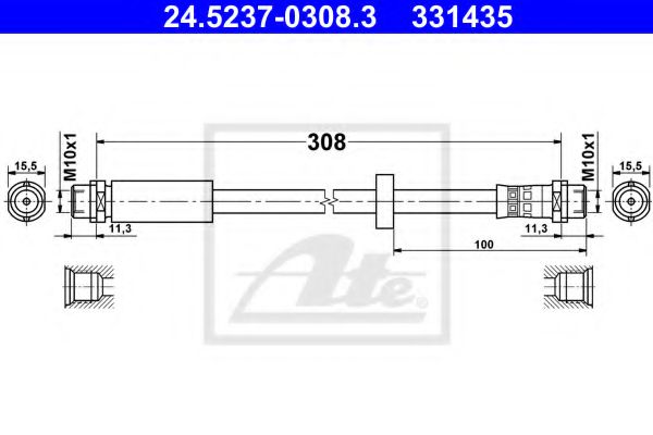 24.5237-0308.3 ATE Brake System Brake Hose