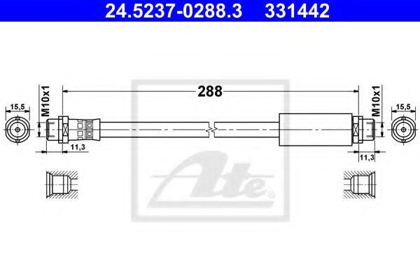 24.5237-0288.3 ATE Brake System Brake Hose