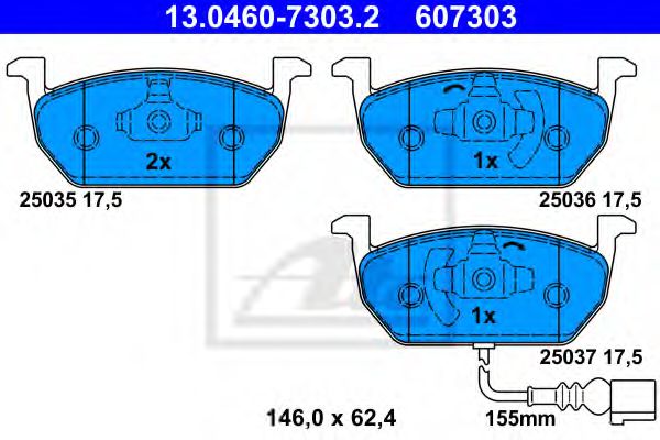 13.0460-7303.2 ATE Brake System Brake Pad Set, disc brake
