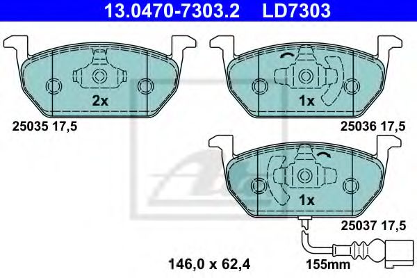 13.0470-7303.2 ATE Brake Pad Set, disc brake