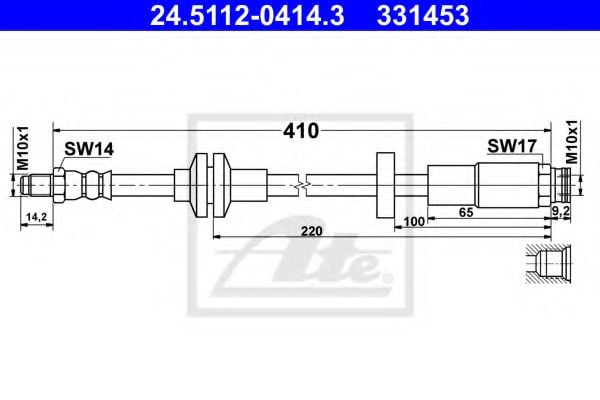 24.5112-0414.3 ATE Brake System Brake Hose