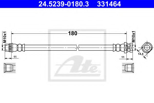 24.5239-0180.3 ATE Brake System Brake Hose