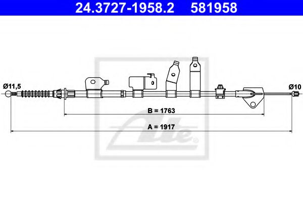 24.3727-1958.2 ATE Cable, parking brake