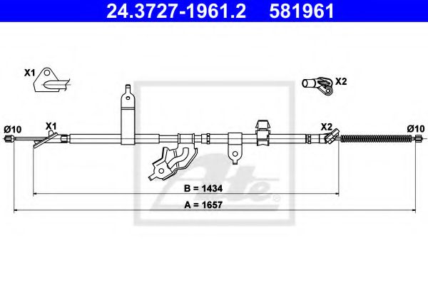 24.3727-1961.2 ATE Brake System Cable, parking brake