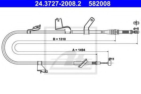24.3727-2008.2 Brake System Cable, parking brake