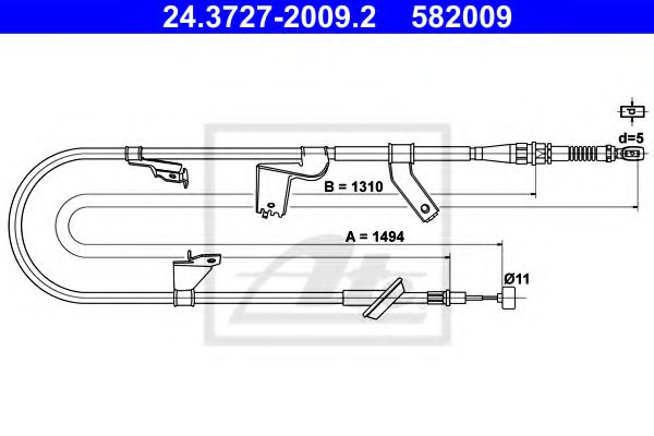 24.3727-2009.2 ATE Brake System Cable, parking brake