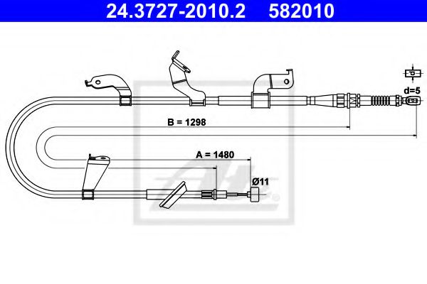 24.3727-2010.2 ATE Brake System Cable, parking brake