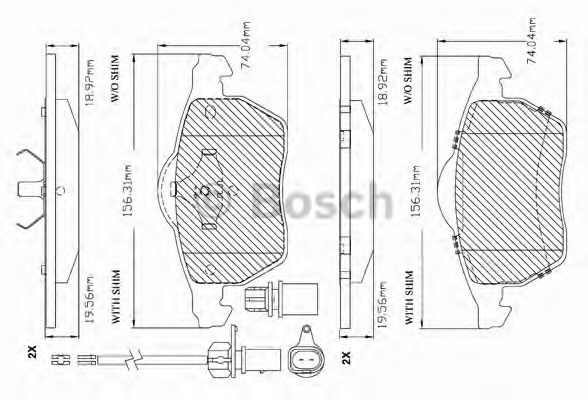 F 03B 150 297 BOSCH Тормозная система Комплект тормозных колодок, дисковый тормоз