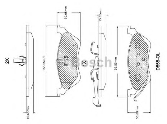 F 03B 150 303 BOSCH Тормозная система Комплект тормозных колодок, дисковый тормоз