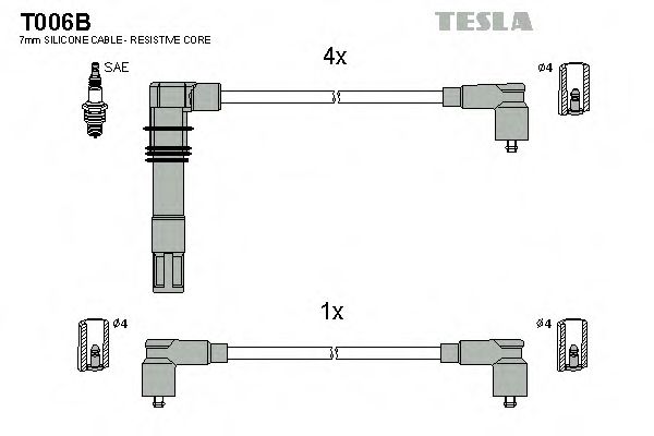 T006B TESLA Комплект проводов зажигания
