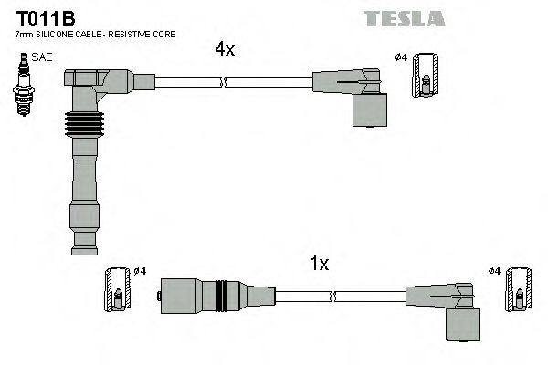 T011B TESLA Комплект проводов зажигания