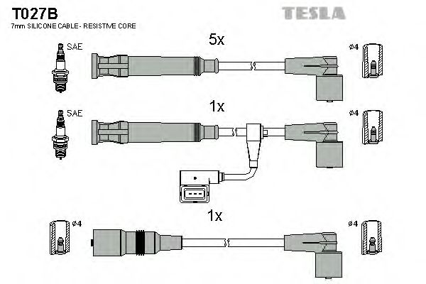 T027B TESLA Ignition System Ignition Cable Kit