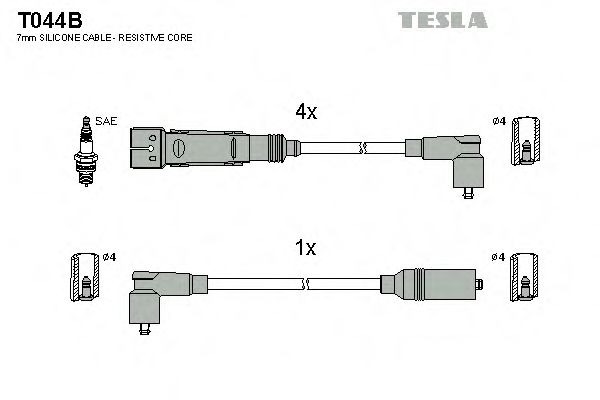 T044B TESLA Комплект проводов зажигания