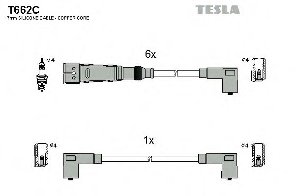 T662C TESLA Комплект проводов зажигания