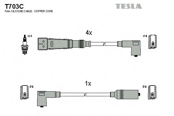 T703C TESLA Комплект проводов зажигания