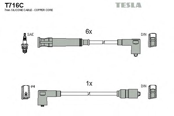 T716C TESLA Комплект проводов зажигания