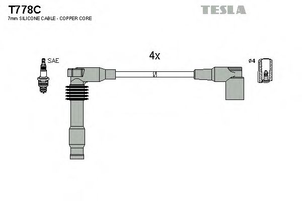 T778C TESLA Комплект проводов зажигания