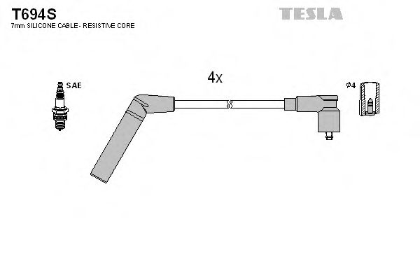 T694S TESLA Комплект проводов зажигания