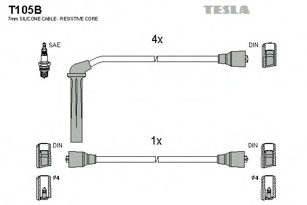 T105B TESLA Ignition Cable Kit