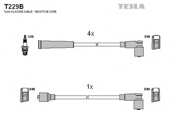 T229B TESLA Комплект проводов зажигания