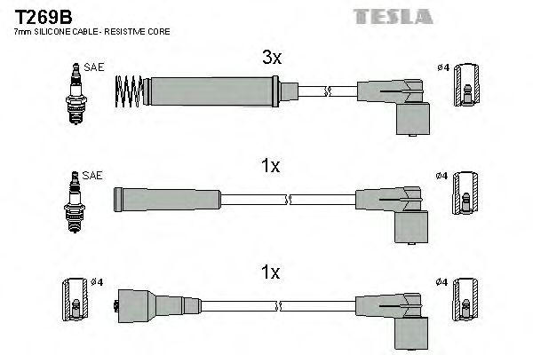 T269B TESLA Комплект проводов зажигания