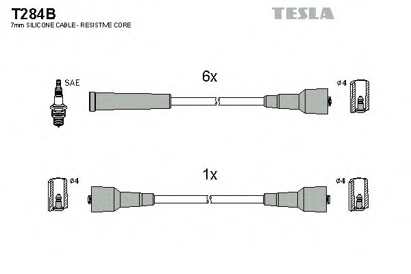 T284B TESLA Комплект проводов зажигания