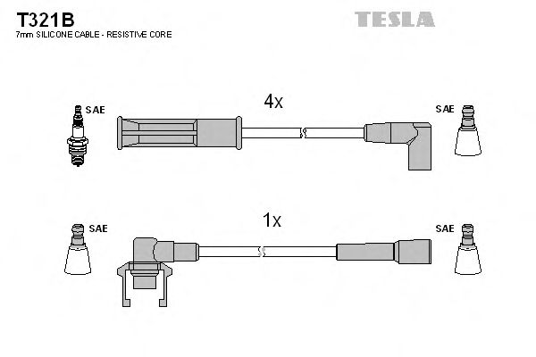 T321B TESLA Комплект проводов зажигания