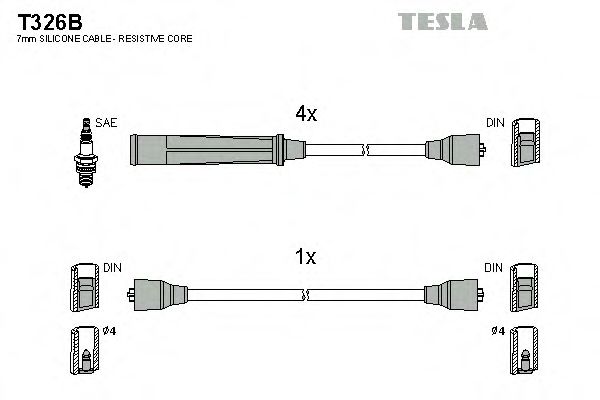 T326B TESLA Комплект проводов зажигания
