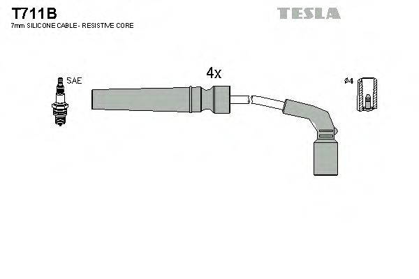 T711B TESLA Комплект проводов зажигания