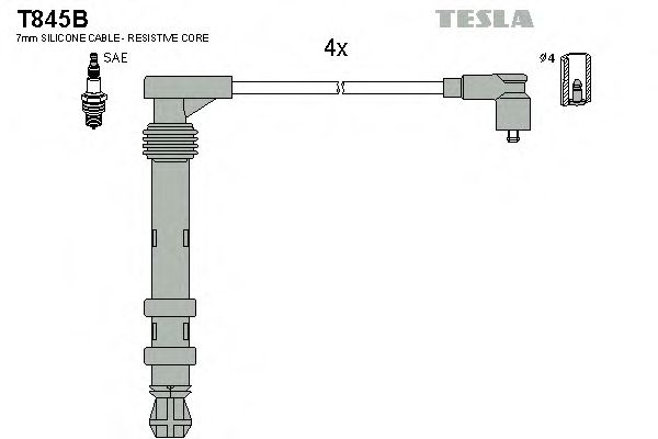 T845B TESLA Комплект проводов зажигания