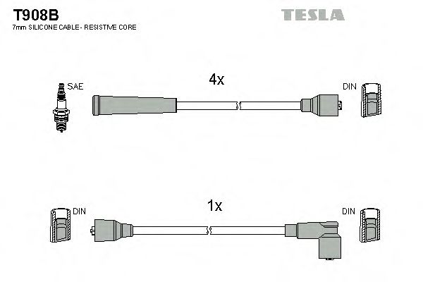 T908B TESLA Ignition Cable Kit