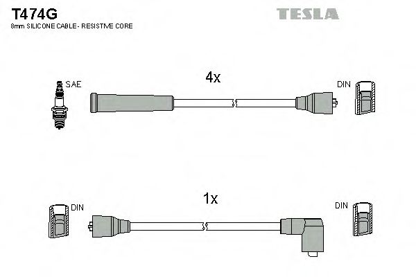 T474G TESLA Ignition Cable Kit