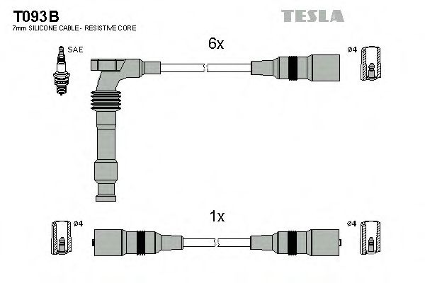 T093B TESLA Комплект проводов зажигания