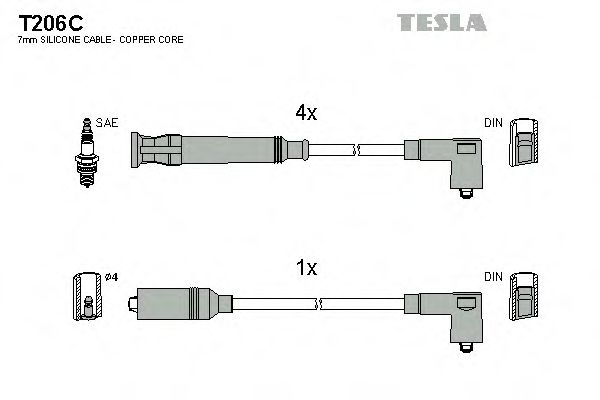 T206C TESLA Ignition Cable Kit