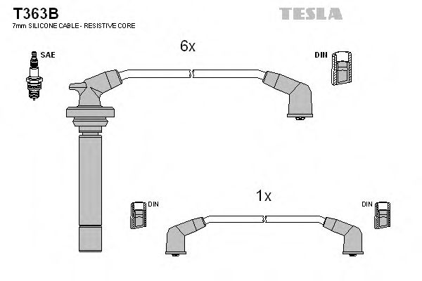 T363B TESLA Комплект проводов зажигания