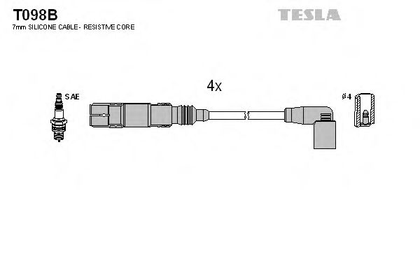 T098B TESLA Комплект проводов зажигания