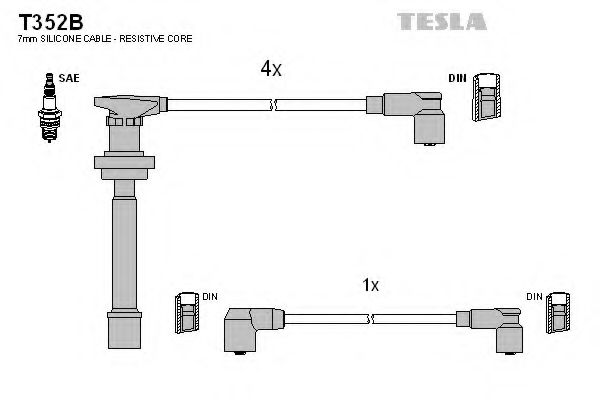T352B TESLA Комплект проводов зажигания