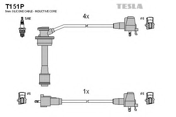 T151P TESLA Комплект проводов зажигания